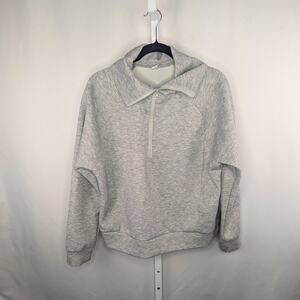 Anrabess Sweatshirt Womens Medium Gray Half Zip Casual Pullover Fall Mock Neck